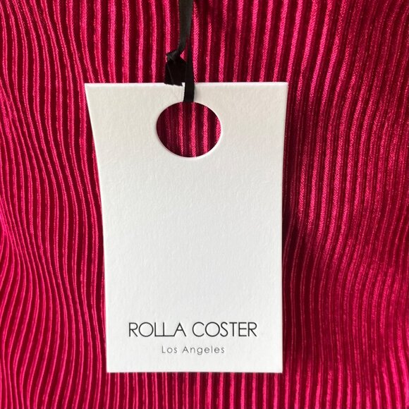 Rolla Coster Dress Womens Small Pink Lined Textured Tie Neck Short New - Picture 9 of 9